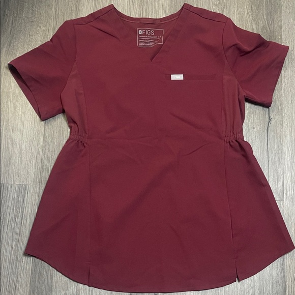 Figs Tops - Figs Women's Maroon Short Sleeve Top